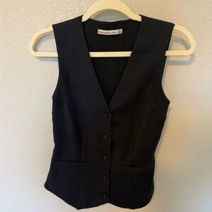 Abercrombie & Fitch Black Suiting Vest w/ Adjustable Back